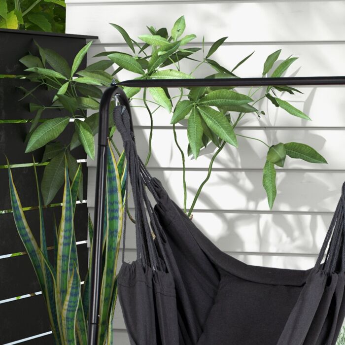 Outsunny Hammock Chair With Stand, Hammock Swing Chair With Cushion, Dark Grey