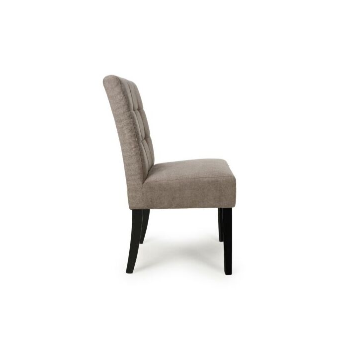 Moseley Waffle Flax Effect Light Brown Dining Chair In Black Legs