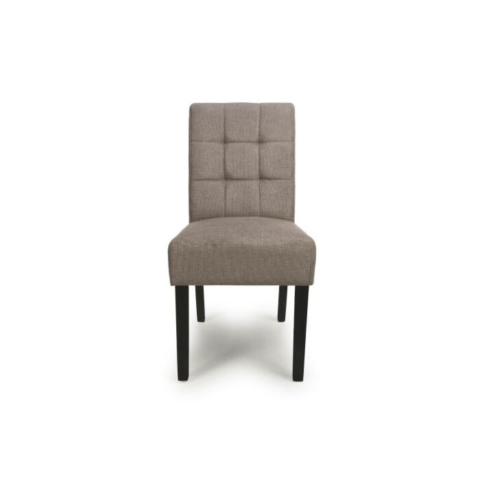 Moseley Waffle Flax Effect Light Brown Dining Chair In Black Legs