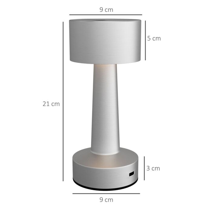 2 Pack Cordless Table Lamp, Touch Led Desk Lamp With Rechargeable Battery, 3 Colour, For Bedroom Living Room, Silver