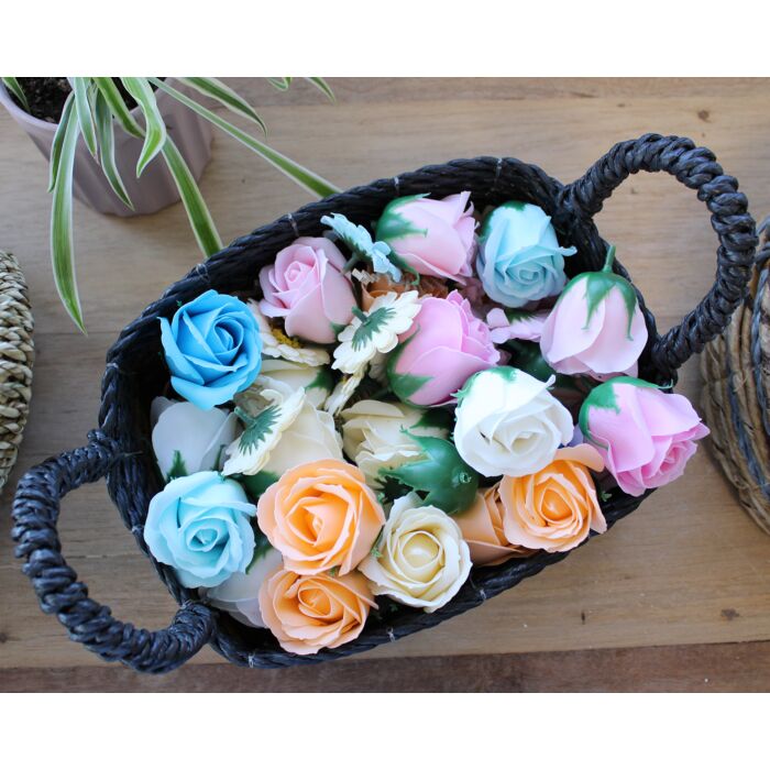Banana Leaf & Abu-abu Raffia Square Basket- Set Of 3