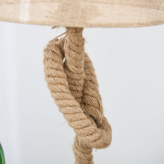 Homcom Nautical Style Rope-base Table Lamp W/ Fabric Lampshade Metal Frame Power Switch Unique Lighting Furnishing Beige