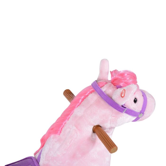 Homcom Kids Plush Ride On Walking Horse W/sound-pink