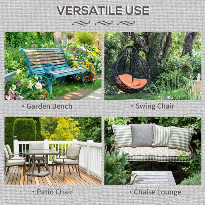 Outsunny 2-seater Garden Bench Cushion With Ties, Swing Seat Cushion, Replacement Cushion For Outdoor Furniture, 110 X 46 Cm, Black