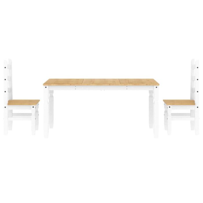 Vidaxl 3 Piece Dining Set Panama White Solid Wood Pine