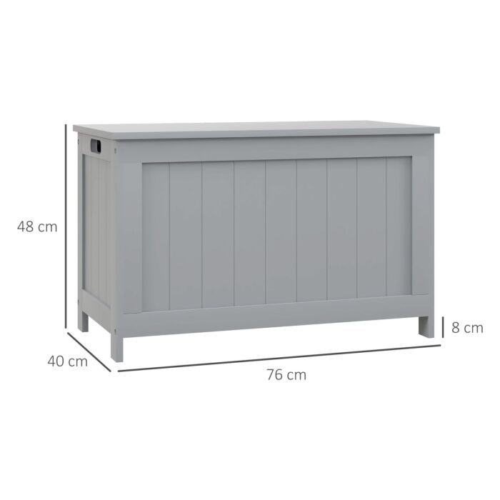 Homcom Storage Chest, Modern Storage Trunk With 2 Safety Hinges And Cut-out Handles, Wooden Toy Box, 76 X 40 X 48 Cm, Grey