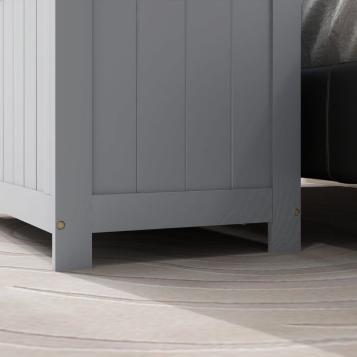 Homcom Storage Chest, Modern Storage Trunk With 2 Safety Hinges And Cut-out Handles, Wooden Toy Box, 76 X 40 X 48 Cm, Grey