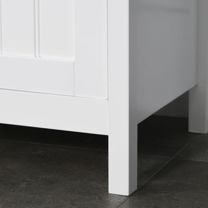 Kleankin Tall Bathroom Cabinet, Freestanding Slim Storage Cupboard With Adjustable Shelves And Drawer, Slim Organiser Unit, White