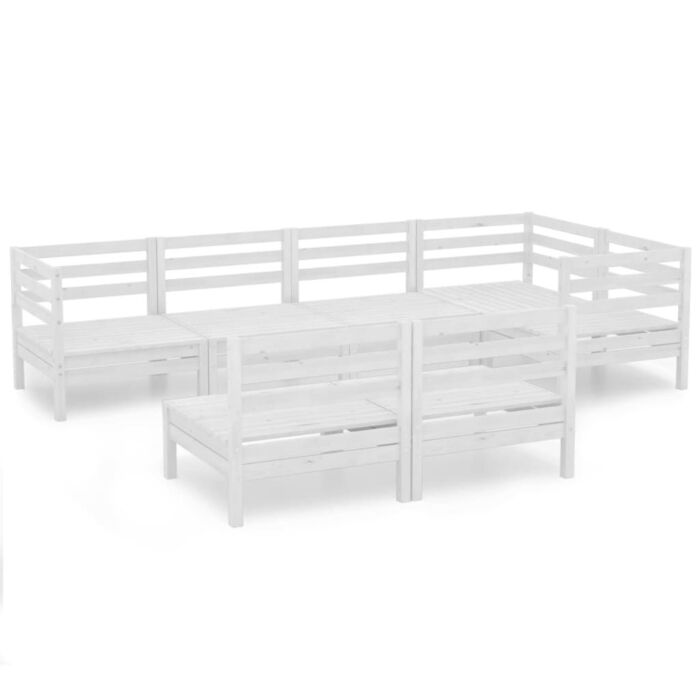 Vidaxl 7 Piece Garden Lounge Set Solid Pinewood White