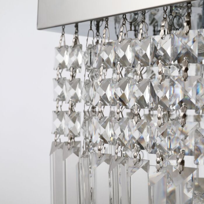 Homcom Modern Crystal Ceiling Light Square Crystal Chandelier, Hall, E14 Base, Silver, 80 X 25 X 23cm