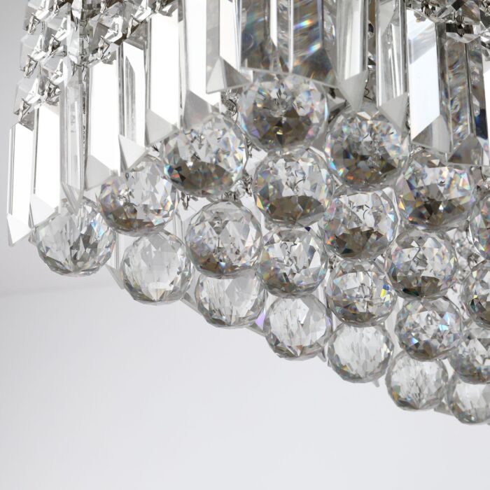 Homcom Modern Crystal Ceiling Light Square Crystal Chandelier, Hall, E14 Base, Silver, 80 X 25 X 23cm