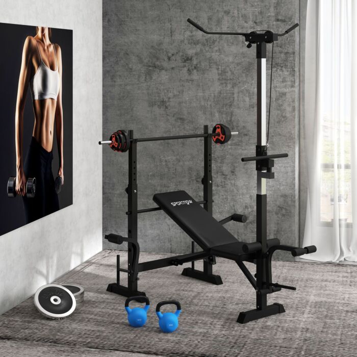 Sportnow 20kg Barbell Weights Set, Adjustable Weight Set, Free Body Pump Bar And Weights