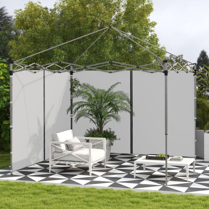 Outsunny Gazebo Side Panels, 2 Pack Sides Replacement, For 3x3(m) Or 3x6m Pop Up Gazebo, With Zipped Doors, Light Grey