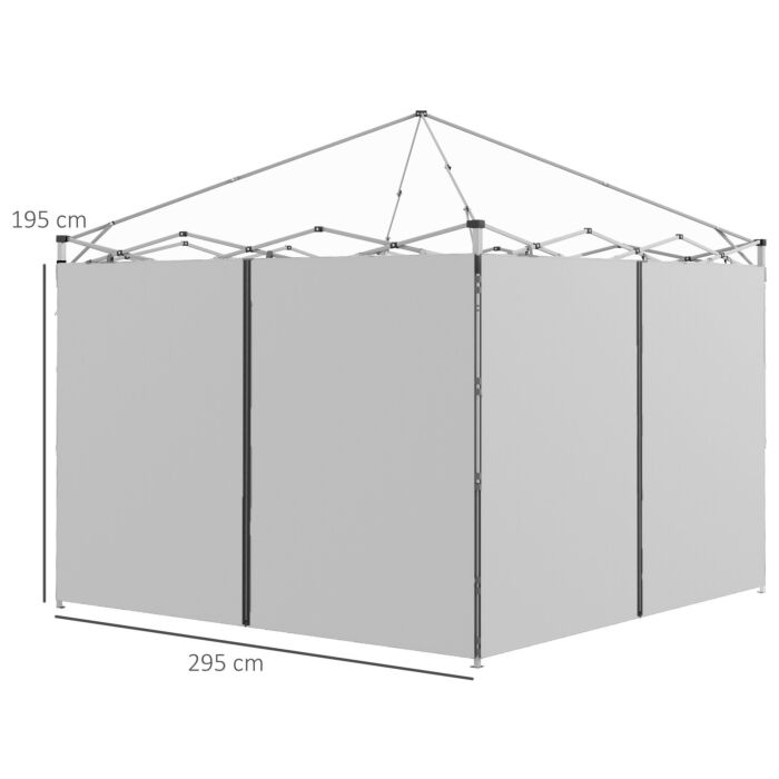 Outsunny Gazebo Side Panels, 2 Pack Sides Replacement, For 3x3(m) Or 3x6m Pop Up Gazebo, With Zipped Doors, Light Grey