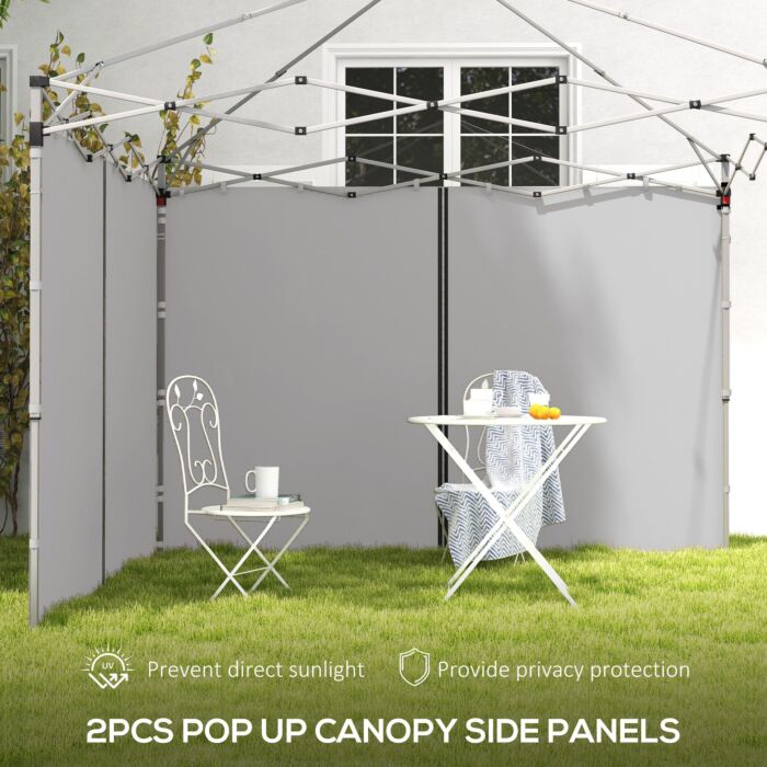 Outsunny Gazebo Side Panels, 2 Pack Sides Replacement, For 3x3(m) Or 3x6m Pop Up Gazebo, With Zipped Doors, Light Grey