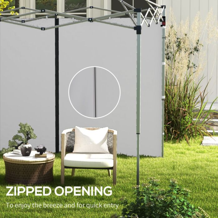 Outsunny Gazebo Side Panels, 2 Pack Sides Replacement, For 3x3(m) Or 3x6m Pop Up Gazebo, With Zipped Doors, Light Grey