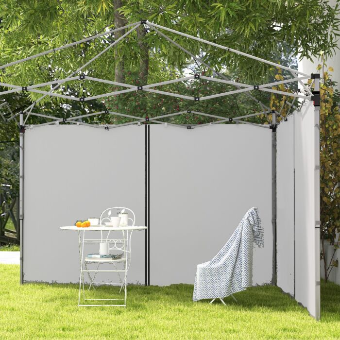 Outsunny Gazebo Side Panels, 2 Pack Sides Replacement, For 3x3(m) Or 3x6m Pop Up Gazebo, With Zipped Doors, Light Grey