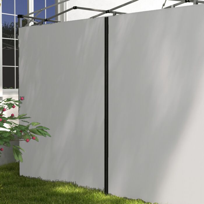 Outsunny Gazebo Side Panels, 2 Pack Sides Replacement, For 3x3(m) Or 3x6m Pop Up Gazebo, With Zipped Doors, Light Grey