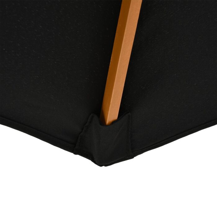 Outsunny ⌀3m Bamboo Wooden Market Patio Umbrella Garden Parasol Outdoor Sunshade Canopy, 8-ribs,black
