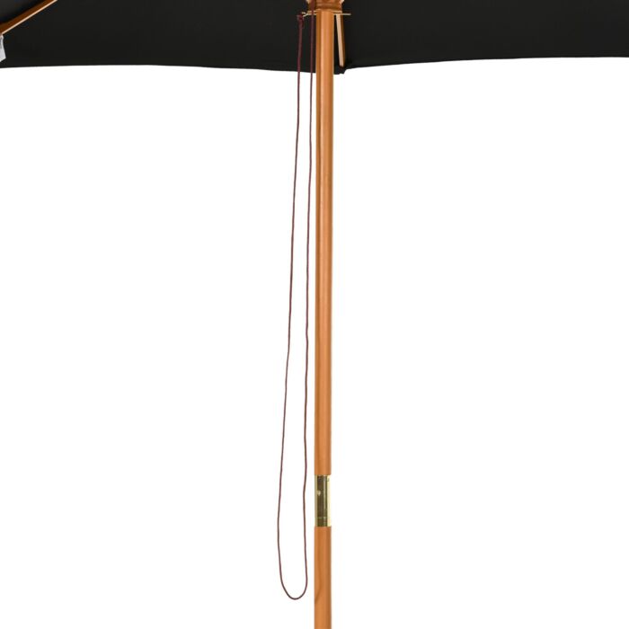 Outsunny ⌀3m Bamboo Wooden Market Patio Umbrella Garden Parasol Outdoor Sunshade Canopy, 8-ribs,black