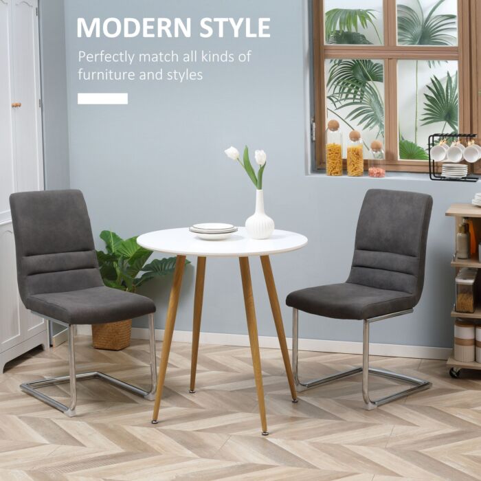 Homcom Modern Dining Table For 2 People, Round Kitchen Table, With Matte Top And Metal Legs, Dining Room Living Room, White