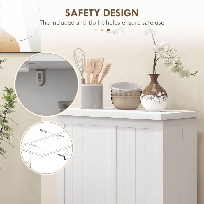 Homcom Freestanding Multi-storage Kitchen Cupboard With Adjustable Shelves White
