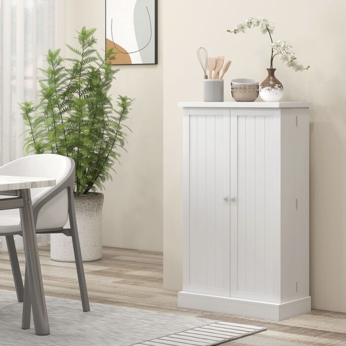 Homcom Freestanding Multi-storage Kitchen Cupboard With Adjustable Shelves White