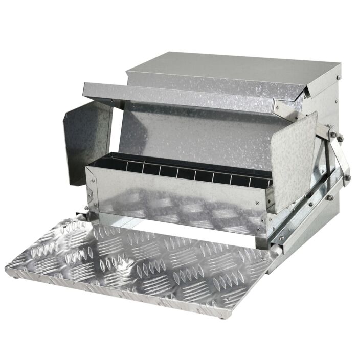 Pawhut 11.5kg Capacity Automatic Chicken Poultry Feeder With A Galvanized Steel And Aluminium Build, Weatherproof Design