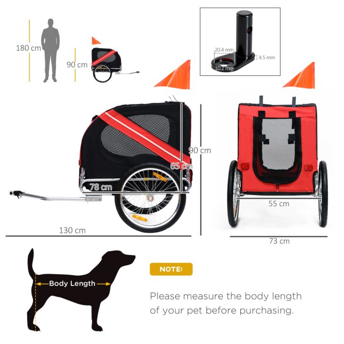 Pawhut folding 2024 dog bike trailer