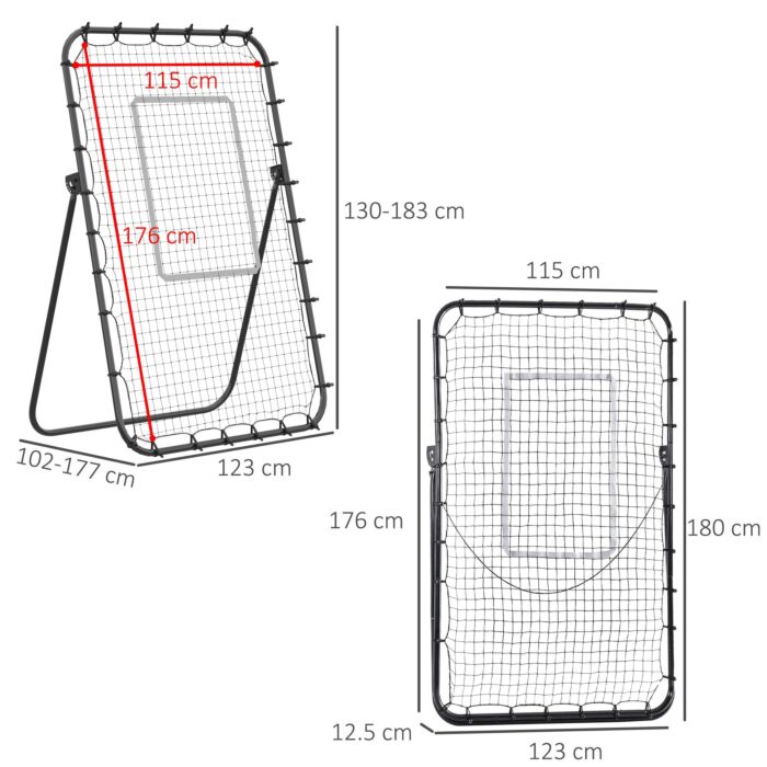 Homcom Foldable Football Rebounder Net, Football Goal Training Aid Soccer Kickback Target Zone Goal Play Adjustable Angles For Kids & Adult Black
