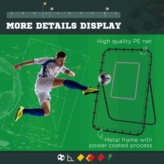 Homcom Foldable Football Rebounder Net, Football Goal Training Aid Soccer Kickback Target Zone Goal Play Adjustable Angles For Kids & Adult Black