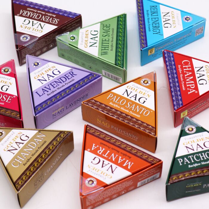 42g Jumbo Golden Nag - White Sage Back Flow Incense Cones
