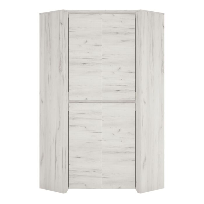 Angel Corner Fitted Wardrobe In White Craft Oak