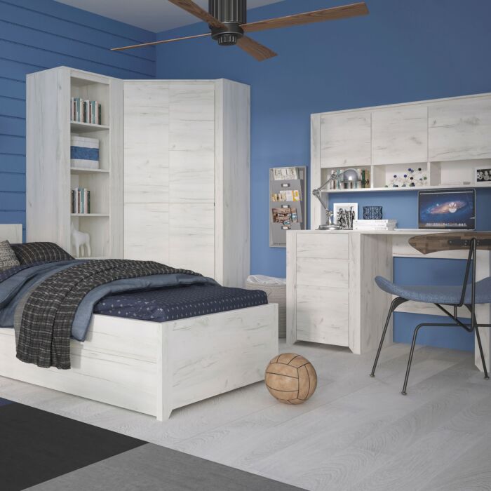 Angel Corner Fitted Wardrobe In White Craft Oak