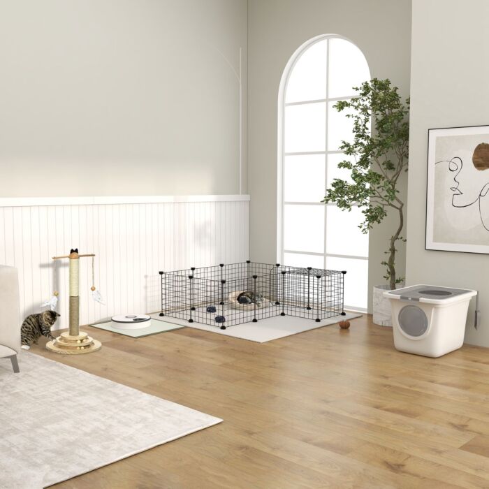 Pawhut Cat Litter Box Pet Toilet Enclosed Kitten Pan W/ Front Entrance Top Exit Scoop, White