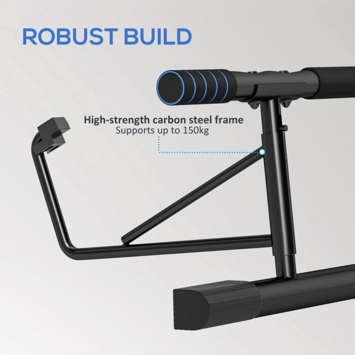 Sportnow Pull-up Bar Doorway, No Drilling Chin-up Bar Push Up Stand With Resistance Bands And Padded Handles For Home Gym Exercise, Blue