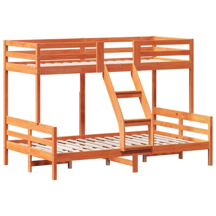 Vidaxl Bunk Bed 90x200/120x200 Cm Wax Brown Solid Wood Pine