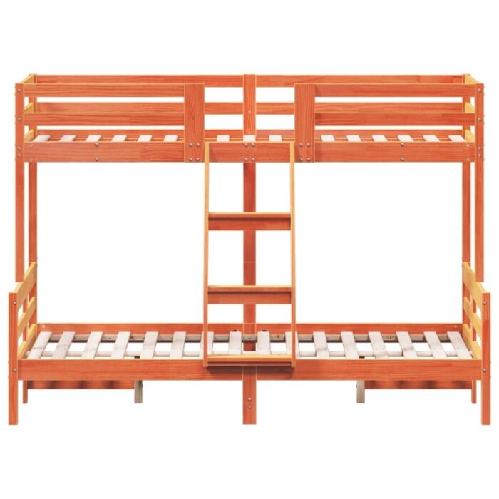 Vidaxl Bunk Bed 90x200/120x200 Cm Wax Brown Solid Wood Pine