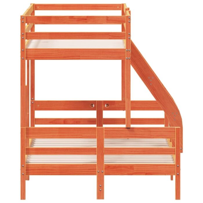 Vidaxl Bunk Bed 90x200/120x200 Cm Wax Brown Solid Wood Pine