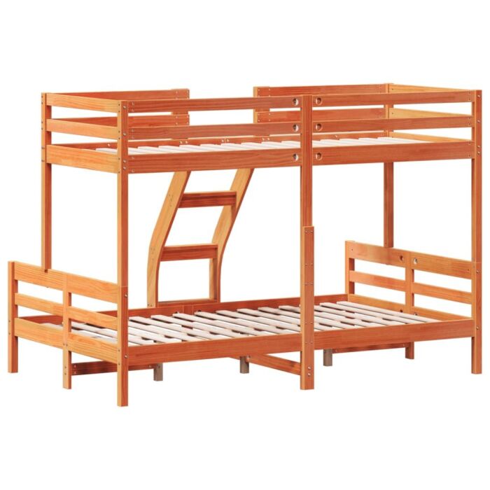 Vidaxl Bunk Bed 90x200/120x200 Cm Wax Brown Solid Wood Pine