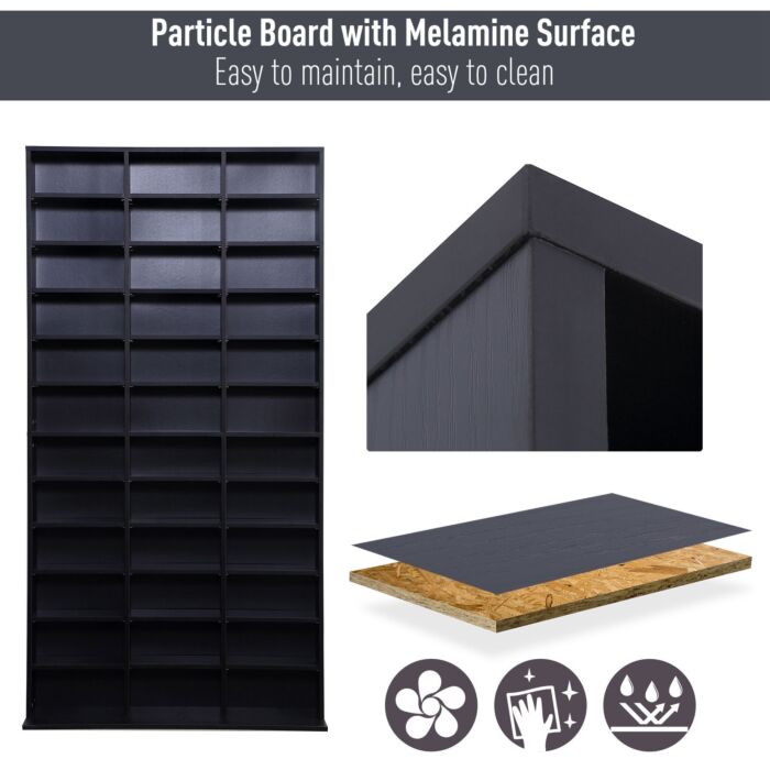 Homcom Cd / Dvd Storage Shelf Storage Unit For 1116 Cds Height-adjustable Compartments 102 X 24 X 195 Cm Black
