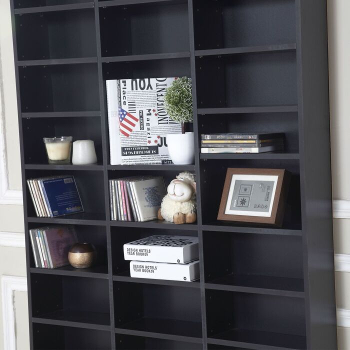 Homcom Cd / Dvd Storage Shelf Storage Unit For 1116 Cds Height-adjustable Compartments 102 X 24 X 195 Cm Black