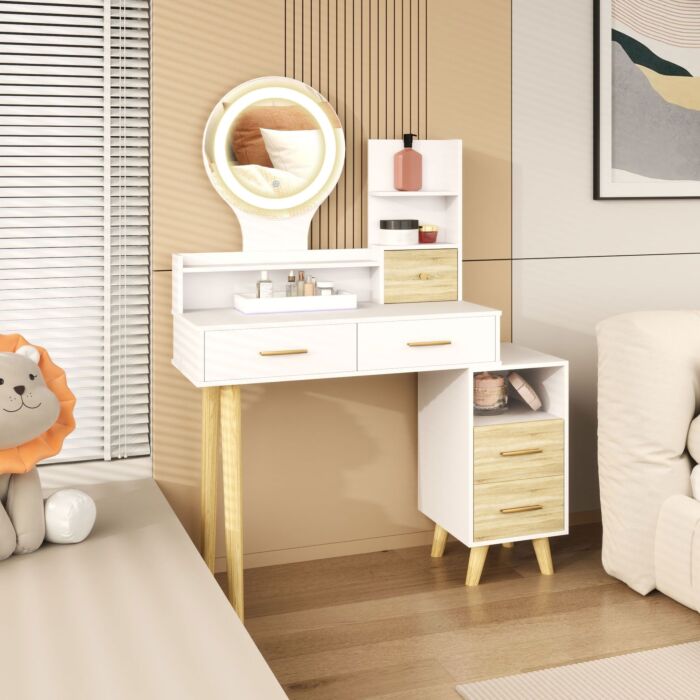 Homcom Elegant Dressing Table, With Storage - White
