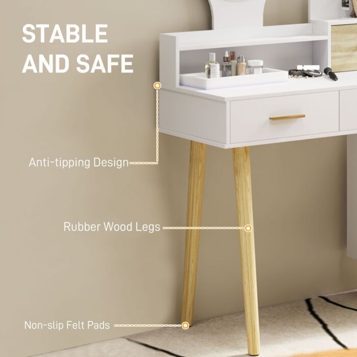 Homcom Elegant Dressing Table, With Storage - White