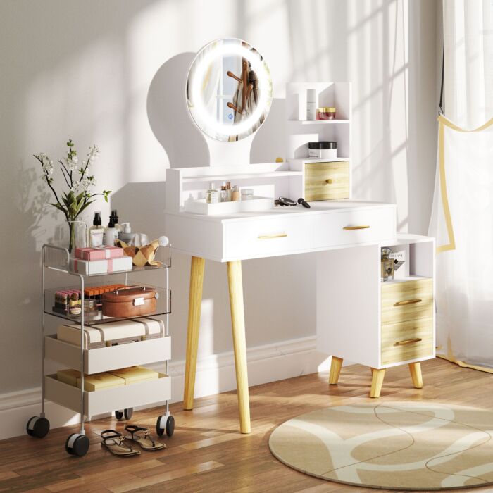 Homcom Elegant Dressing Table, With Storage - White