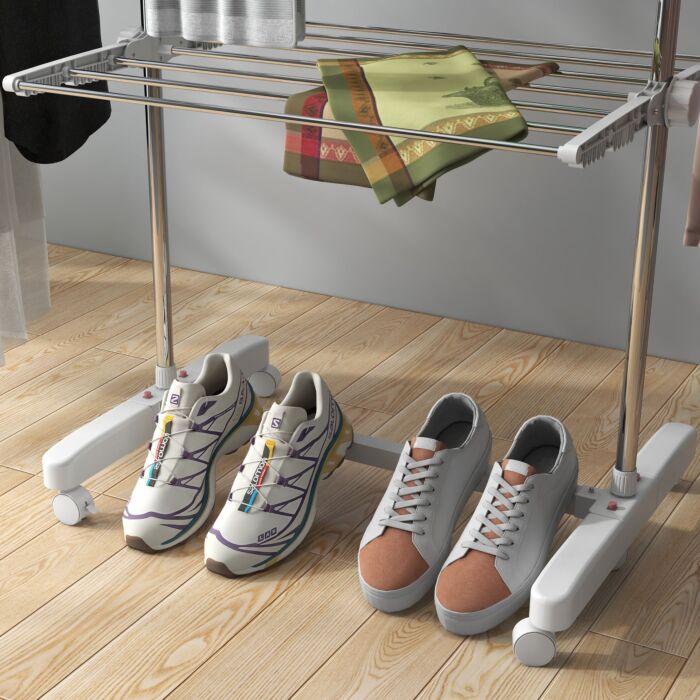 Homcom 3 Layers Folding Cloth Hanger Stand-white/silver