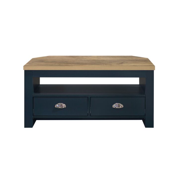 Highgate Corner Tv Unit Navy Blue & Oak