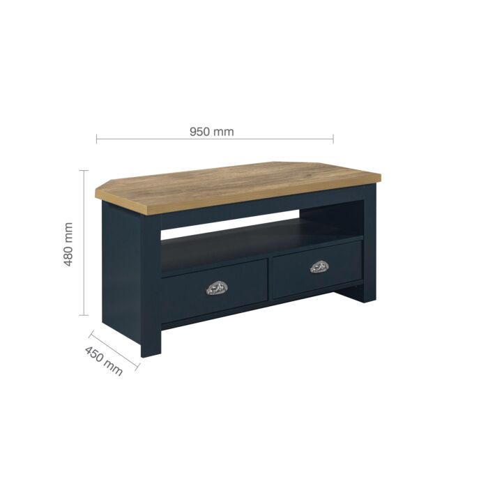 Highgate Corner Tv Unit Navy Blue & Oak