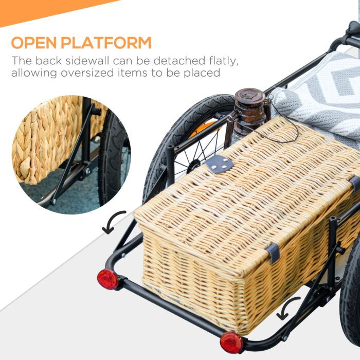Homcom Steel Trailer For Bike, Bicycle Cargo Trailer With 65l Foldable Storage Box And Safe Reflectors, Max Load 40kg, Blue