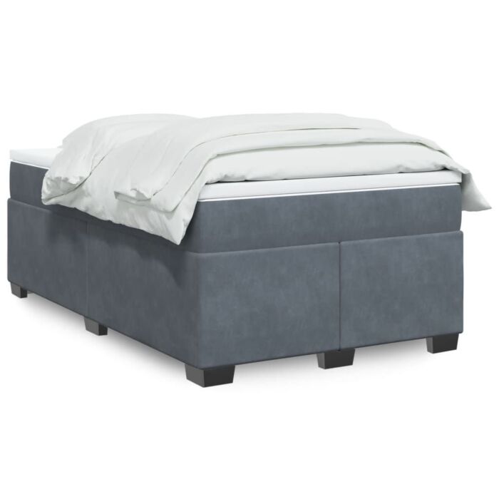 Vidaxl Box Spring Bed With Mattress Dark Grey 120x200 Cm Velvet